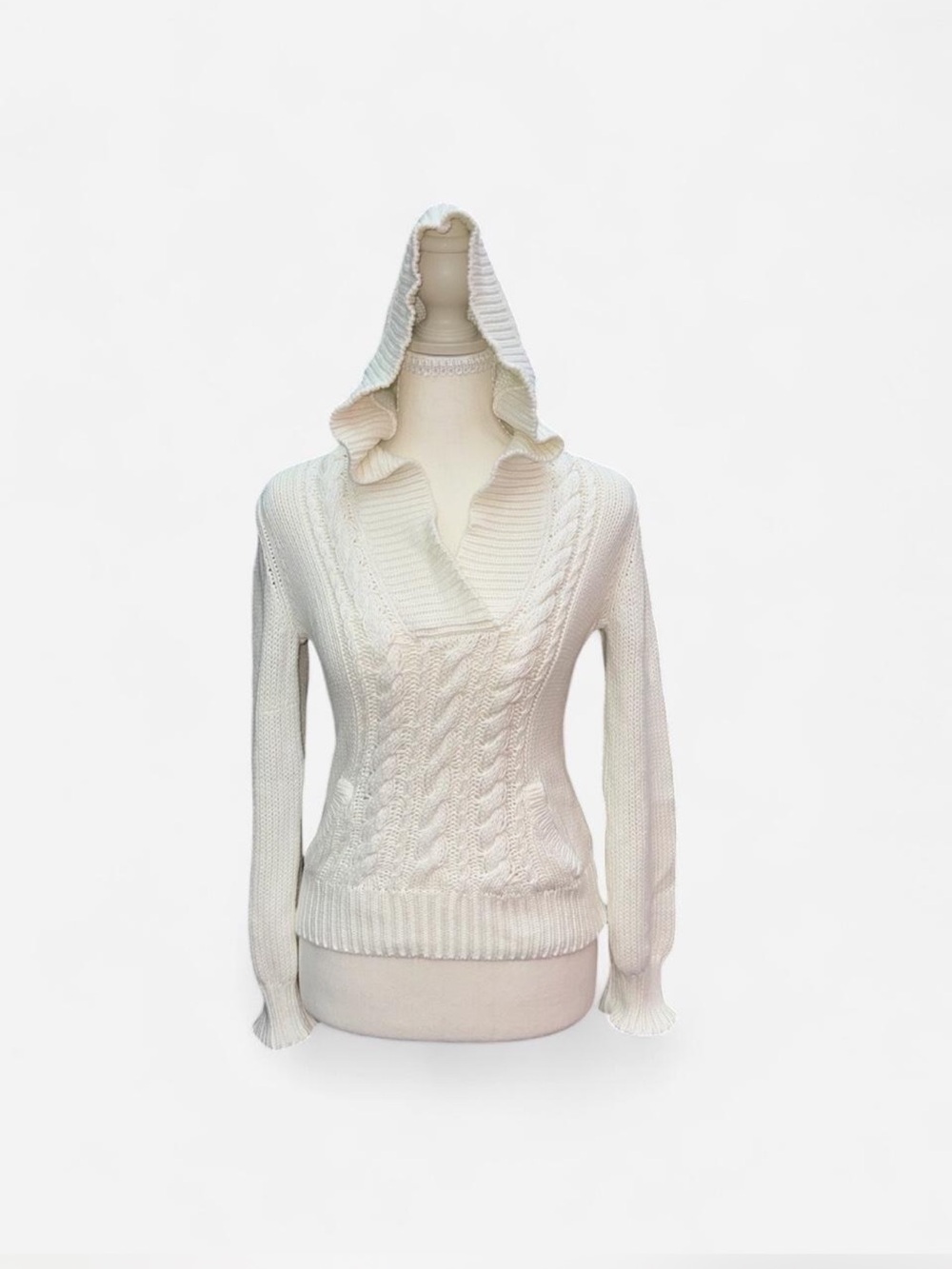 Vintage Old Navy Cream Cable Knit Cowl-Neck Sweater